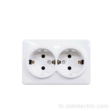 Twin Schuko Outlet ที่ไม่มีพื้นผิวชัตเตอร์ 16A250V